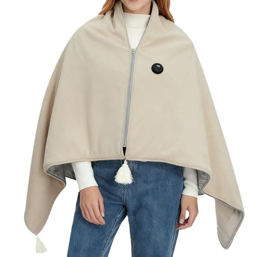 USB Heated Shawl Blanket | Wearable & Washable Electric Throw with 3 Heat Levels | 140x80cm Portable Heating Wrap for Office, Sofa, Travel & Home Use | Auto Shut-Off Due to High Temperature