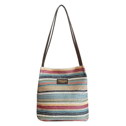 WSXQAZ Straw Beach Bag for Women, Straw Beach Tote Bag Women, Shoulder Bags
