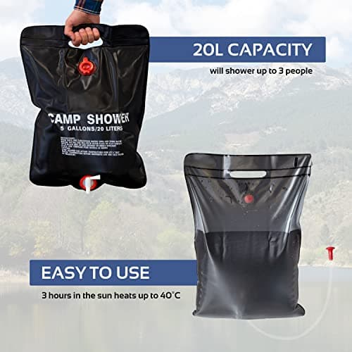 Milestone Camping 20739 20L Heated Compact Portable Solar Power Shower, Black,H60 x W40 — view 5