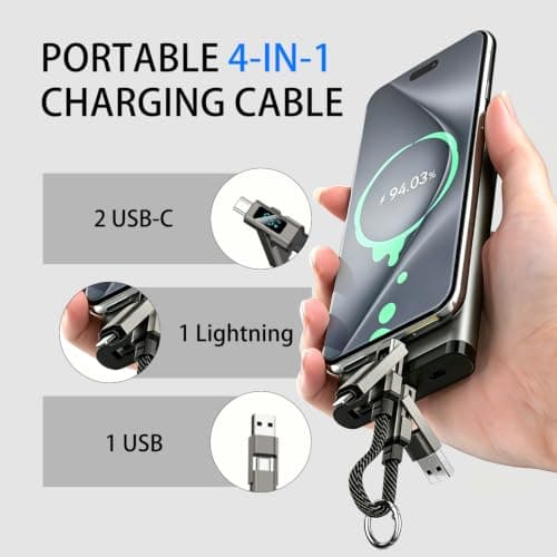 StreamSafe Portable 4 in 1 USB C Keychain Charging Cable, 65W LED Display — view 3