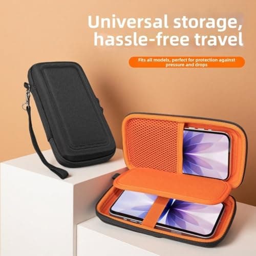 Shockproof Hard-Shell Phone Storage Bag for Two Smartphones, EVA Protective Case with Soft Lining, Water and Dust Resistant Travel Organizer Pouch for Mobile Devices, Black(Black) — view 6