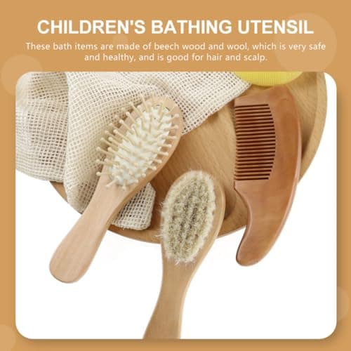 PACKOVE Bathing Utensil Set Small Beech Wool Keeps Head Clean for Home Travel Comb — view 5