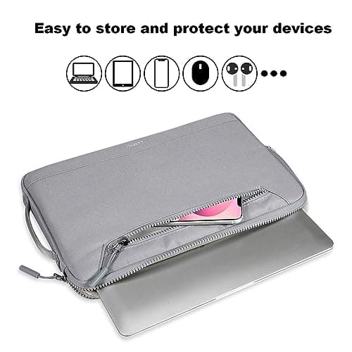 LANDICI 360°Protective Laptop Sleeve Case 15.6 16 Inch for MacBook Pro M3/M4 16, 15.6” HP Acer Lenovo Dell Asus Laptop, Waterproof Slim Computer Bag Cover with Handle, Gray — view 3