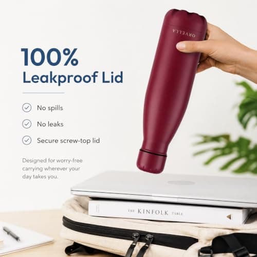 ORVELLA Stainless Steel Water Bottle with Vacuum Insulation 500ml - Burgundy — view 6