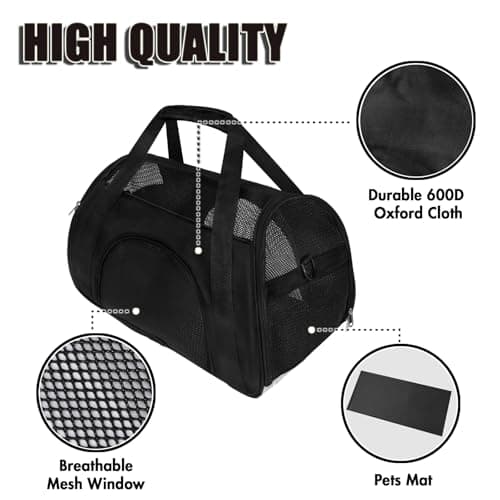 Soft Sided Portable Cat Carrier, Foldable Pet Travel Carriers Bag For Cats/Small Dog/Puppy With Shoulder Strap & Removable Mat,Comfort Cat Basket Airline Approved(Black/Medium) — view 3