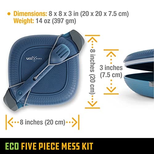 UCO ECO 5-Piece Camping Mess Kit with Bowl, Plate, Switch Spork Utensil Set - Ocean Blue — view 6