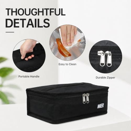 MIER Portable Thermal Insulated Cooler Bag Mini Lunch Bag for Kids, Black — view 3
