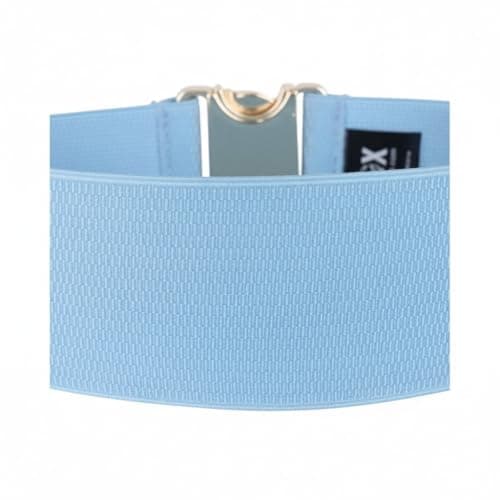 Ro Rox Retro Vintage Belt | Elastic Women's Accessories | Stretchy 50s Nurse With Silver Buckle & Clasp | Waist Belt For Dress | Wide Belt Design | Elasticated Belt For Women & Ladies, Sky Blue, S — view 4