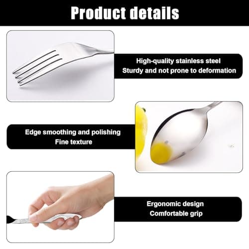 4Psc Cutlery Set with Portable Pouch Case, Stainless Steel Flatware Camping Utensil Set Knife, Fork, Spoon, Reusable Flatware Sets Knife for Outdoor Travel Picnic Office School Lunch Box — view 2