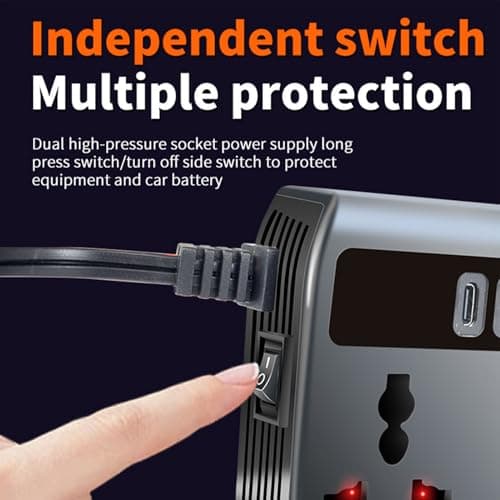 Vehicle Powers Inverter | Inverter Car Converter To Outlet Plug | 12V To 240V Interchangeable | 2 Sockets Output 3 USB Ports Outlet | 12V/24V 220V Outlet Adapter For Laptop Camping Road Trip — view 2
