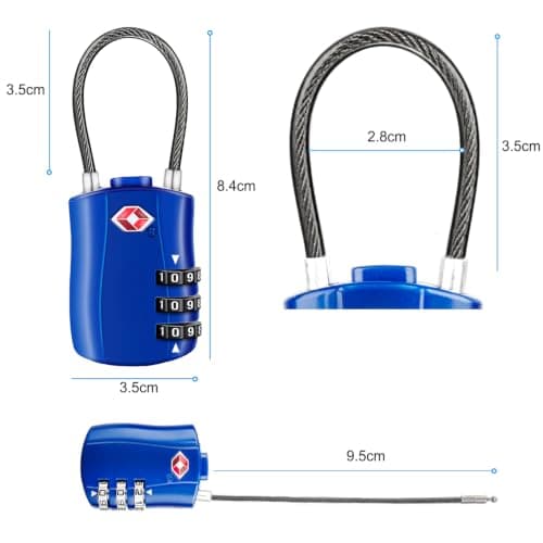 Diyife TSA Approved Luggage Locks with Flexible Steel Cable, Easy to Set up — view 6