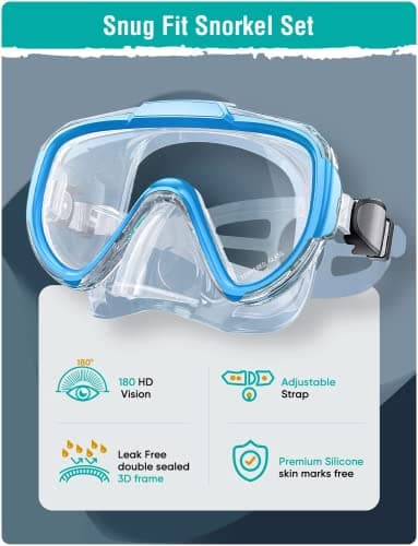 Lealinga Snorkel Set Adult Kid Panoramic View Snorkel Mask with Travel Bag — view 2