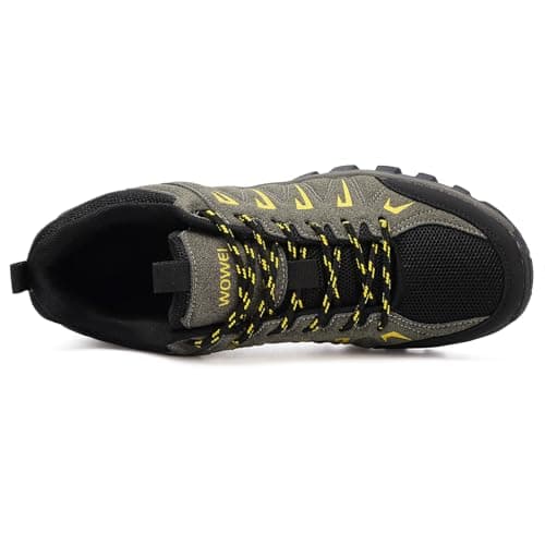 HaloTeam Trekking Shoes Mens Outdoor Travelling Walking Shoes Non-Slip Lace-up Hiking Boots,Army Green,5 UK — view 2