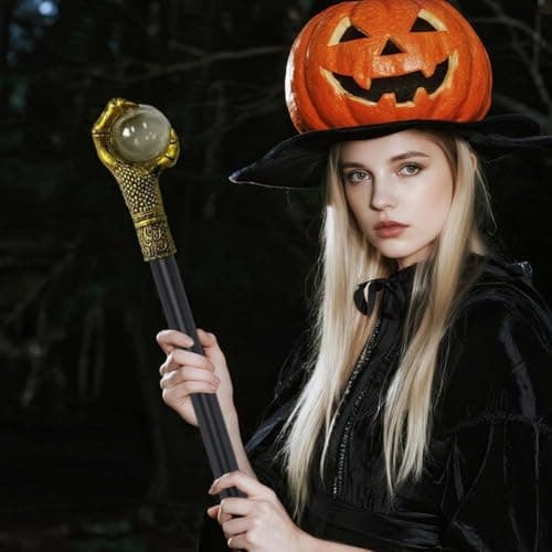 GORGECRAFT 40.9in Dragon Claw Walking Stick Vintage Canes Egyptian Staff Scepter with Gold Copper Color Claw Head Plastic Cosplay Wand for Halloween Witches Wizards Dress Up Party Costume Accessories — view 6