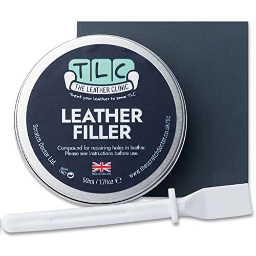 The Leather Clinic Leather Filler Repair Kit | Fix Scratches & Scuffs, Fill Holes & Cracks in any Leather Item | Filler, Sandpaper and Applicator Included (Cream, 50ml)
