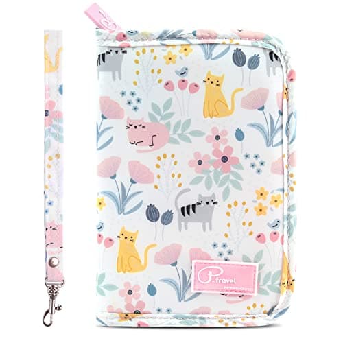 Dizdvizd Travel Passport Wallet, Family Passport Holder Document Organizer - Cat Printed