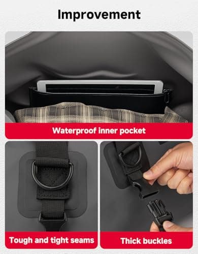 KEMIMOTO Motorcycle Saddle Bag, 65L Waterproof Tail Bag, Grey — view 4