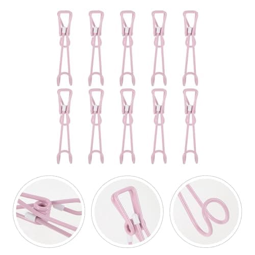 NUOBESTY Long Tail Clips Not Easy to Bend or Break 10 Pcs with Hooks Stainless Steel for Hanging, Strong Metal Spring Clip Hooks for Travel and Bathroom Use — view 4
