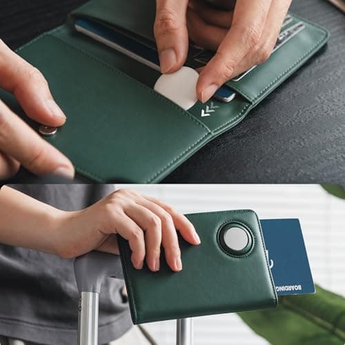 VULKIT Passport Holder Travel Wallet with AirTag Holder, RFID Blocking Leather Travel Document Orangizer with Passport Slot, Business & Credit Card Slots, Boarding Pass Pocket — view 4