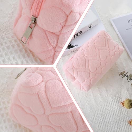 Sibba Makeup Bag Puffy Make Up Toiletry Cases for Women Zipper Cosmetic Pouch Travel Handbag Organizer Traveling Skincare Purse Shower Bathroom Washing Beauty Organization Storage Organizatio(Pink) — view 4