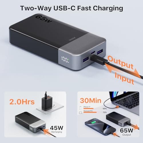 JUOVI Power Bank 65W 20000mAh Portable Charger Fast Charging — view 4
