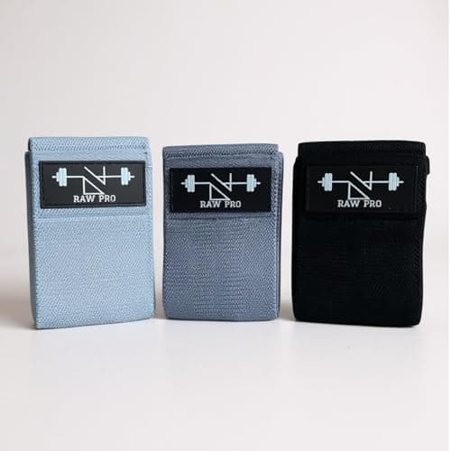 DanRaw Pro Fabric Booty Bands Set of 3 Resistance Bands with Fabric Carry Bag, Light/Medium/Heavy Levels – Non-Slip Glute & Leg Workout Bands for Women & Men. Black Grey and Light Grey — view 6