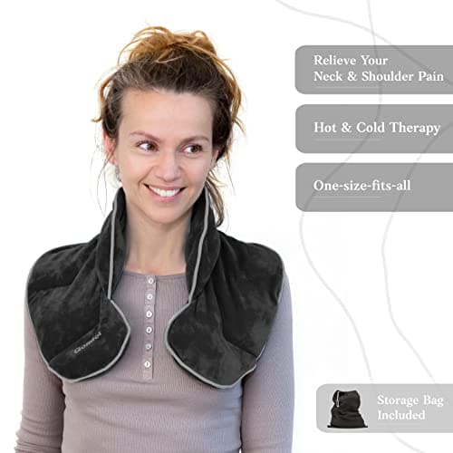 Qomfor - Microwavable Wheat Bag - Dark Grey, Lavender Scent - 1.5kg Weighted Neck/Shoulder Wrap - Heating Pad - Hot/Cold Therapy, Stress Relief, Arthritis Pain, Muscle Tension, Headache — view 2