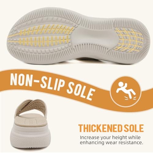 ZDQ Sandals for Women with Arch Support Lightweight Breathable Summer Slides Casual Cushion Walking Sandals for Daily Wear Beige 4.5 — view 6