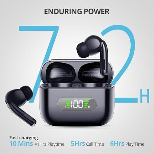 AsiceSound Wireless Earbuds, Immersive HiFi Stereo Bluetooth 5.3 Earphones, Deep Bass, 4 Mic ENC Noise Cancelling, 72h Playtime, IPX7 Resistance Earbuds, for iOS and Android — view 4