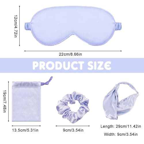 12pcs Purple Spa Sleepover Party Supplies Kit for Girls - 3 Hair Care Headbands, 3 Sleep Masks, 3 Satin Scrunchies, 3 Storage Pouches - Premium Spa & Travel Essentials for Sleepovers, Parties, Daily — view 2
