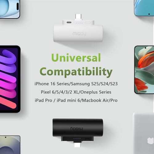 Miady 2-Pack Mini Power Bank 5000mAh, Type C Connector — view 5