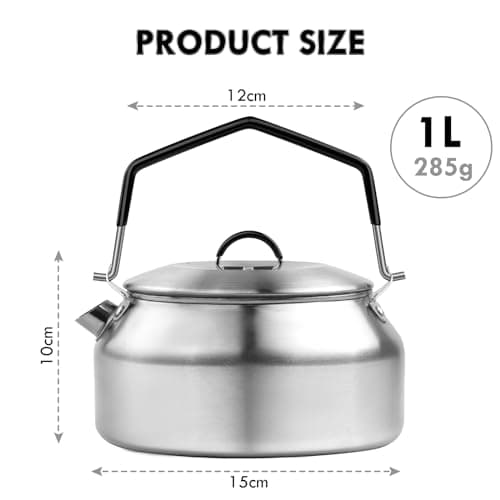 Flintronic 1L Camping Kettle, Stainless Steel Camping Kettle, Outdoor Portable Water Pot, Camp Tea Coffee Pot for Tea, Quick Boil for Outdoor Cooking Picnic Hiking — view 2