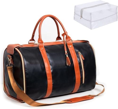 Jenni Bag Travel Bag with Wheels, My Jenni Travel Bag for Women, Foldable PU Leather Carry On Garment Bag,Large Capacity Jenni Bag with Shoe Compartment,Black,Basic