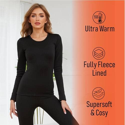The Essentials Wardrobe 1PK Ladies TEW Long Sleeved Thermal Top - Black - 20-22 — view 2