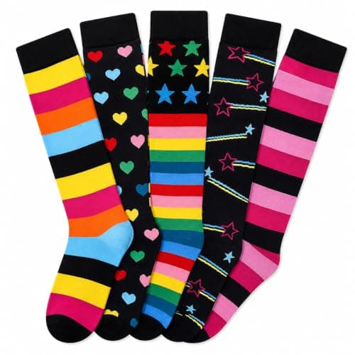 Soxy Ladies Design Wellington Boot Socks - 5 Pack - Women's Welly Socks - Festival Walking Hiking Thermal Socks - Assorted Patterns - UK Shoe Size 4-6 — view 3