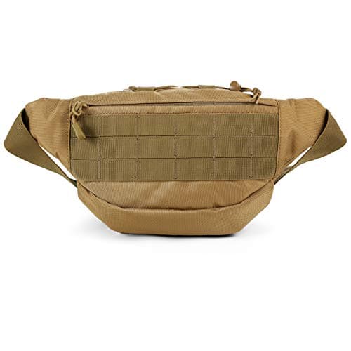 SOWHUP Tactical Fanny Pack,Military Waist Bag Pack with U.S Patch Utility Hip Belt Bumbag for Outdoor Fishing Hiking, Tan(4 Zipper Pockets), Small, Tactical Fanny Pack — view 4