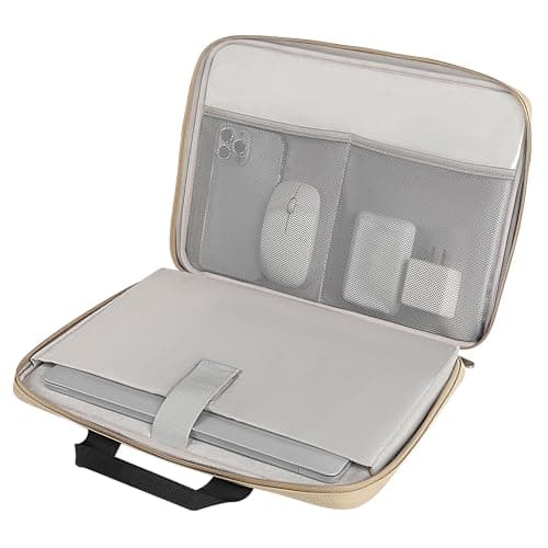DOMISO 15-15.6 Inch Laptop Sleeve for MacBook Air 15" & Pro, Dell XPS 15, HP, Lenovo, Gaming Laptops Water-Resistant Protective Case with Zipper，Beige — view 2