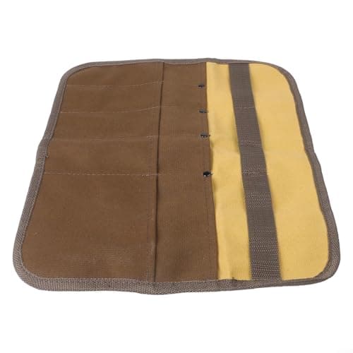 MIKMLYZE Canvas Camping Utensil Bag, Multi Pocket Storage Holder for BBQ Tools, Portable Roll Pouch for Outdoor Cooking, Picnic and RV Travel Gear, Brown — view 5