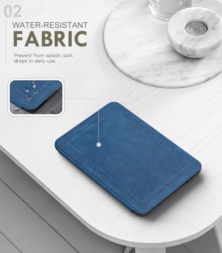 MoKo Case for 6" Amazon Kindle Basic 11th Gen 2024/2022,Blue Vintage Twill — view 3