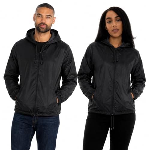 Style It Up Unisex Mens Ladies Water Resistant Plain Raincoat Kagools Jacket Hooded Cagoule (Black, 6XL)