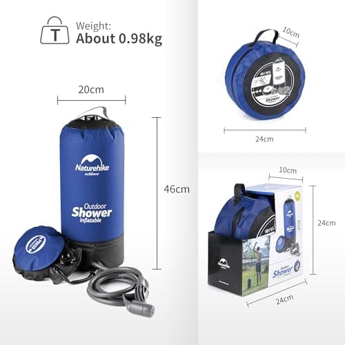 Naturehike 11L Portable Pressure Shower with Foot Pump Camping Solar Shower with Shower Nozzle for Camping, Hiking Trip, Backpacking, Beach, Travel,Car only 1 kg — view 2