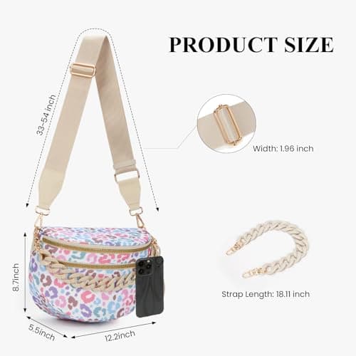SDSFGX Leopard Bum Bag for Women Light Crossbody Bag Spacious Travel Waist Pack Fashion Animal Print Boho Shoulder Purse — view 5