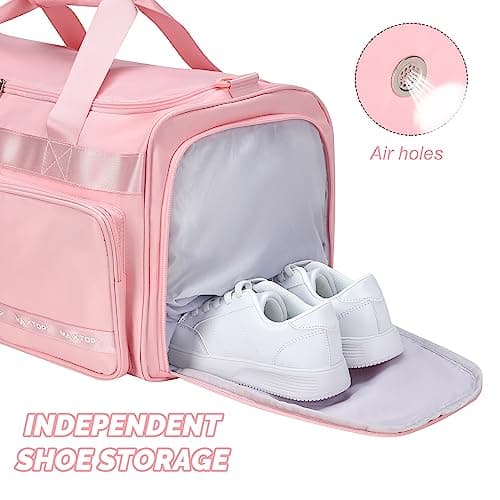 MAXTOP Travel Duffle Bag for Women Carry On Tote Weekender Overnight Bag Large Capacity Duffel Bag with Shoe Compartment,Gym Tote Bag with Dry and Wet Separation — view 4