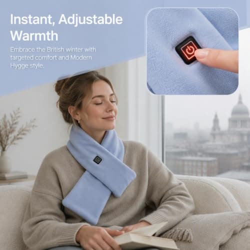 Heated Scarf,Winter Electric Heated Neck Scarf,USB Charging Heating Scarf with 3 Heating Levels,Neck Heating Pad for Pain Relief Thermal Neckerchief,Winter Gift for Men Women Outdoor Skiing(Blue) — view 2