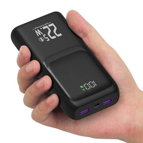 Power Bank 20000mAh, Fast Charging Portable Charger PD 22.5W USB-C in & Out, LED Display External Battery Pack for iPhone 16/15/14/13, Android Samsung Galaxy Smartphones (Black)
