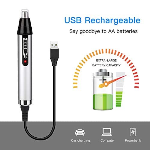 QKURT USB 4 in 1 Ear and Nose Hair Trimmer, Safely Painless Personal Grooming Kit for Men and Women, Waterproof Beard Trimmer for Easy Clean — view 5