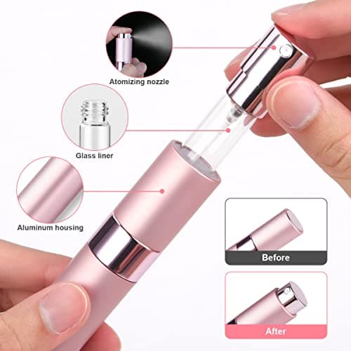 ACWOO Perfume Atomiser Bottles, 3Pcs 10ml Refillable Travel Spray Bottles, Portable Mini Refillable Empty Perfume Bottle, Empty Spray Bottle for Travel, Vacation — view 4