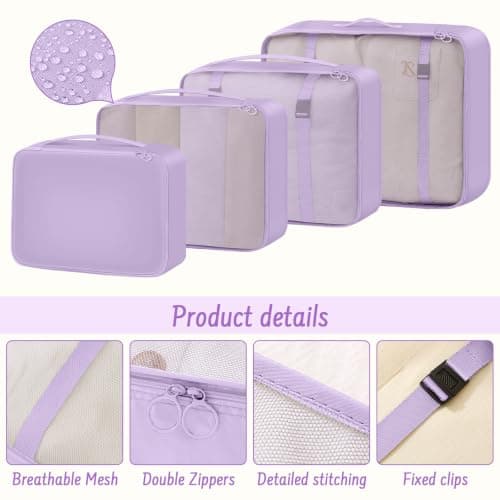 MOFELON 8PCS Packing Cubes for Suitcase, Travel Luggage Organisers for Backpack, Waterproof Suitcase Organiser Bags, Travel Essentials Accessories-Purple — view 5