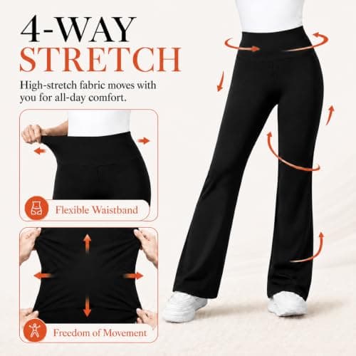 Fleece Lined Flared Leggings Women High Waisted Black Flared Trousers Women — view 4