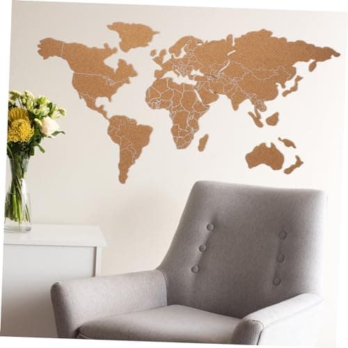STOBOK Self-Adhesive Cork Board World Map Wall Art Decoration Pin Board for Home Travel Office Wall Decor — view 3